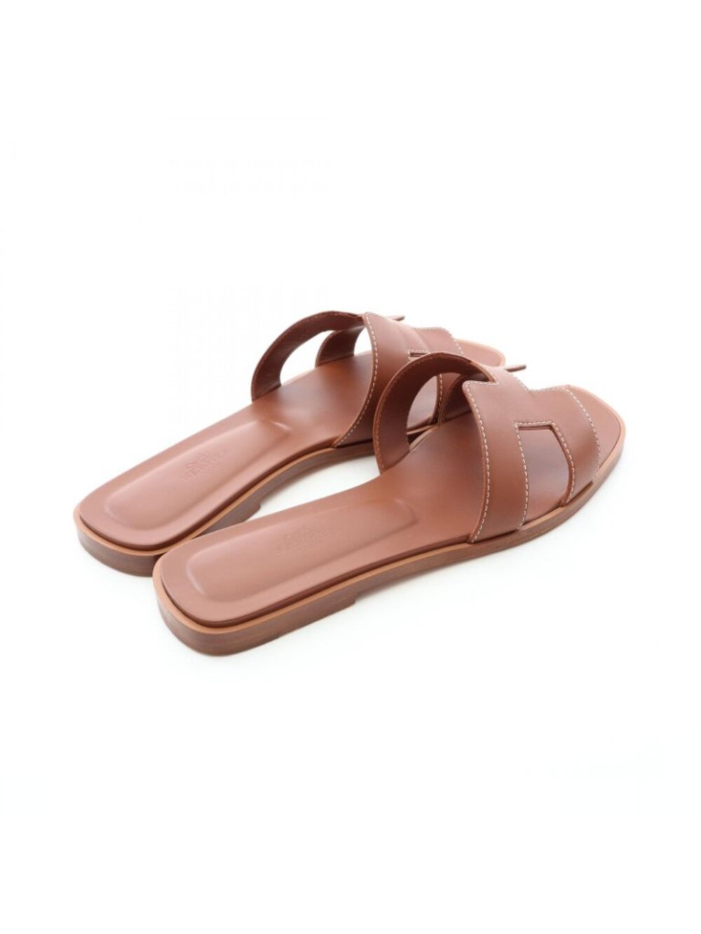 Hermes Mules Oran Gold Calf Sandals - Picture 2 of 11